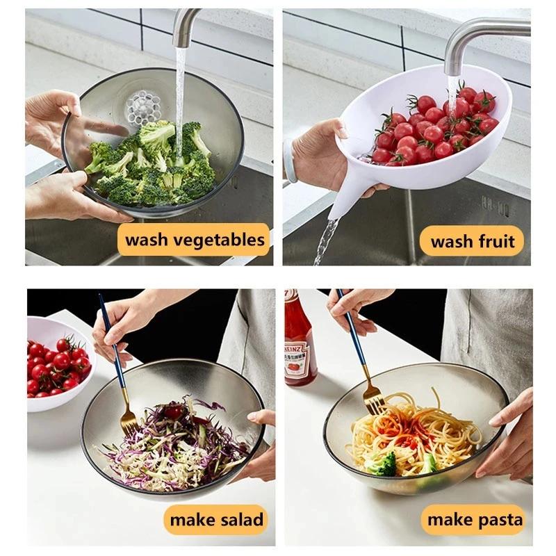 Multifunctional Drain Bowl Sink Strainer Drain Plastic Fruit Vegetable Washing Basket Drainer Food Colander Baskets Filter Shelf