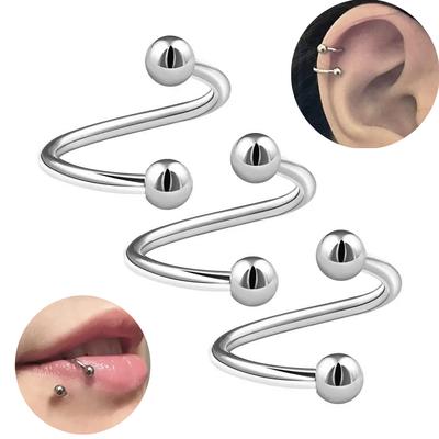 5/10/20 piezas 3mm Bola de Acero Espiral Oreja Hélix 6/8/10mm Barra Twist Cartílago de la Oreja Tragus Labio Ceja Piercing Corporal