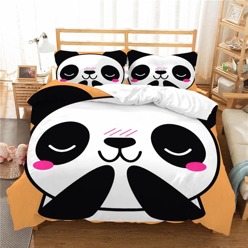 3D Panda potištěný povlak na polštář a povlak na přikrývku Sada ložního prádla pro domácnost Pohodlné ložní prádlo