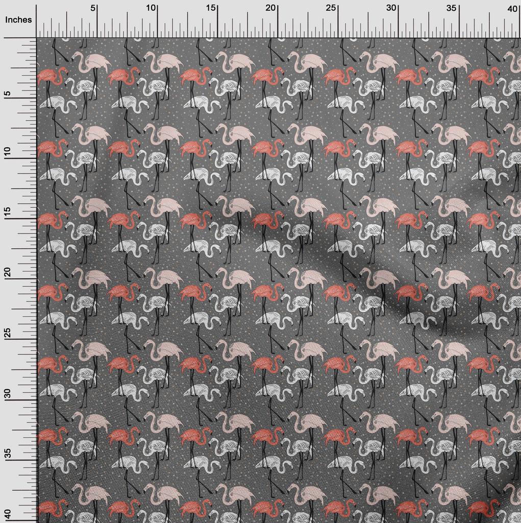 oneOone Cotton Poplin Dark Peach Fabric Tropical Flamingo With Dot Craft Projects Decor Fabric Printed By The Yard 42 Inch