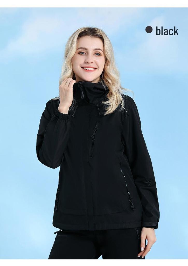 Women's Hooded Windproof Jacket for Spring/Autumn Outdoor Hiking Camping