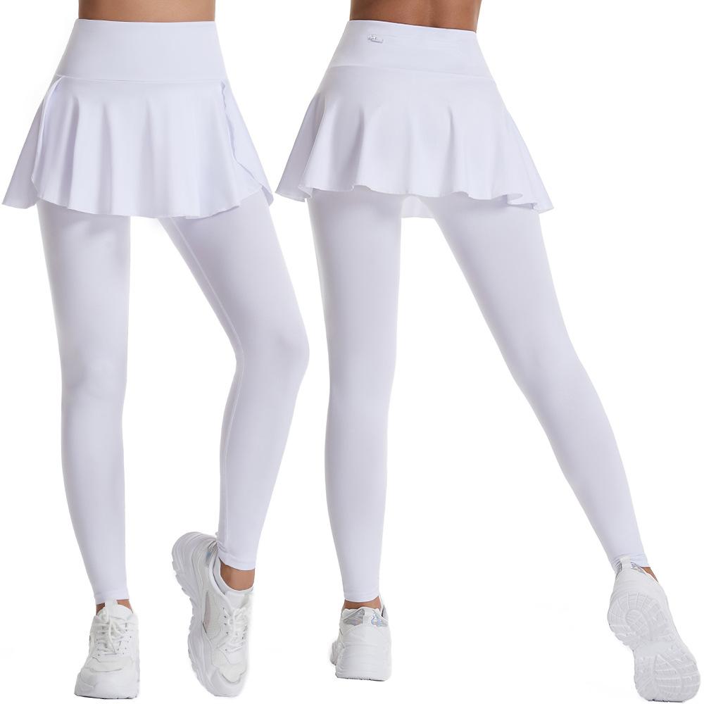 Women's 2-in-1 Skirted Leggings with Pocket High Waist Tennis Golf Running Skort Leggings Sports Dresses
