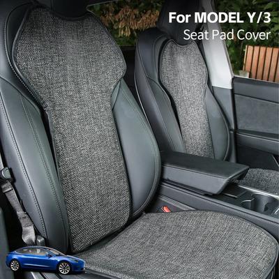 Autopotah sedáku z lnu Pohodlný Protiskluzový Prodyšný Polštář na přední zadní sedadlo a opěradlo Pro Tesla Model 3 Model Y
