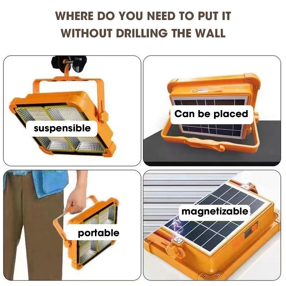 Rechargeable Solar Flood Light Outdoor Portable LED Reflector Spotlight Projector Floodlight Construction Lamp