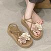 With skirt sweet beach sandals female summer 2025 new fashion fairy wind platform high heel flower sandals female
