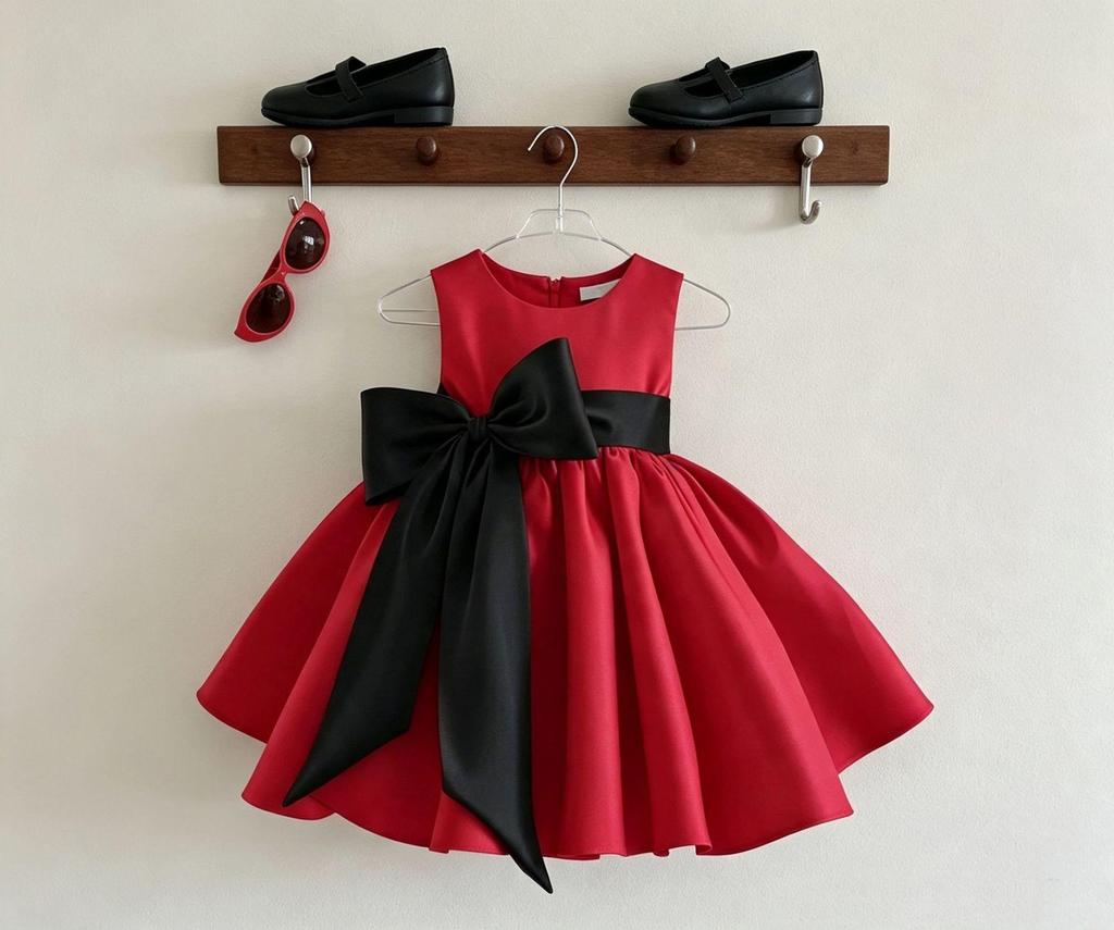 2026 Spring/Autumn Girls' Bowknot Princess Dress - Sweet Formal Birthday Party Outfit