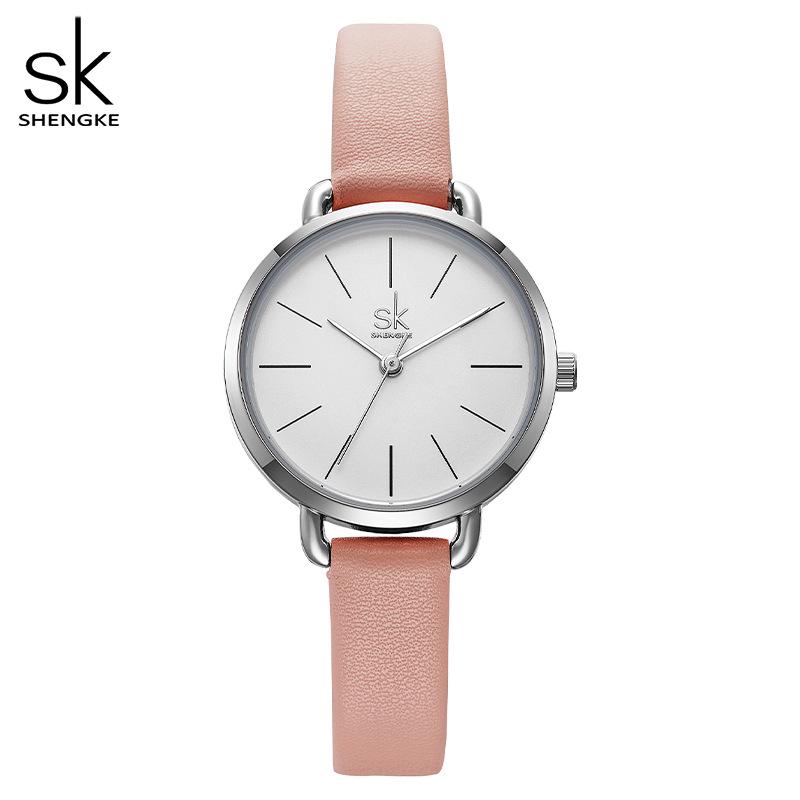 SK Women's Quartz Simple Leather Strap Waterproof Student Wristwatch 8021
