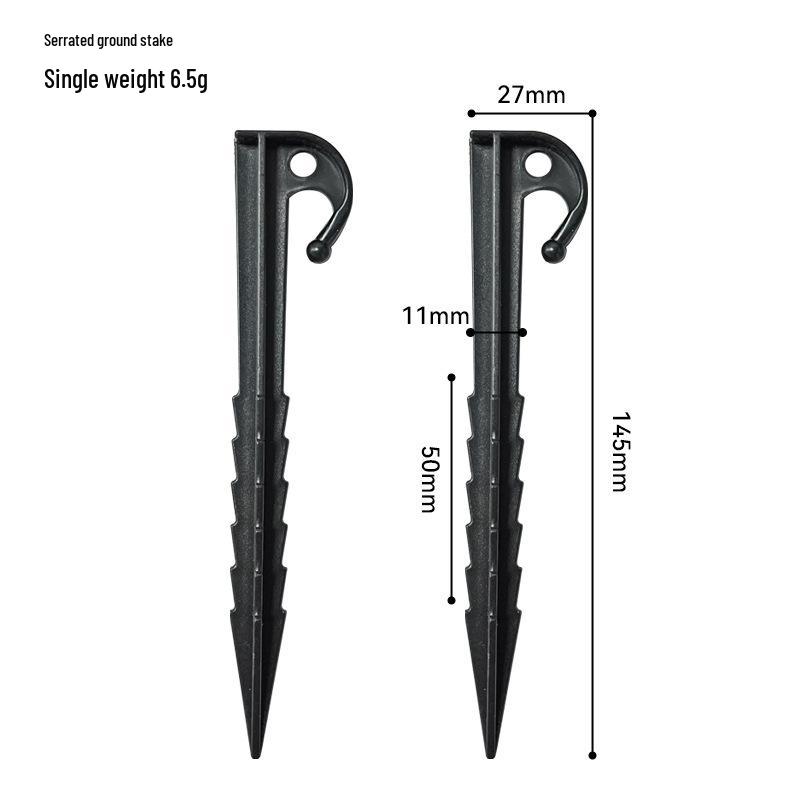 5,5" vroubkované plastové stanové kolíky, 14,5 cm prodloužený design ovčího rohu, stanové příslušenství