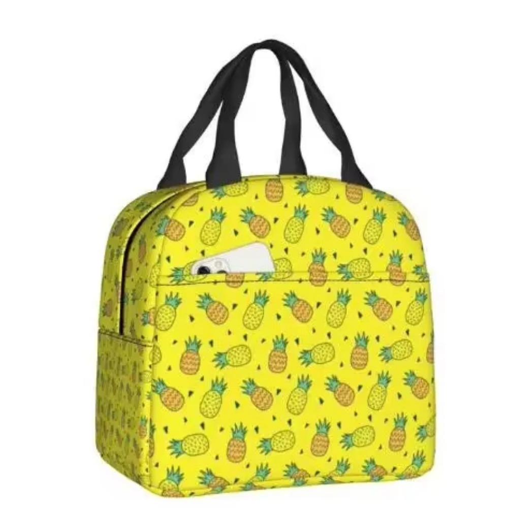 Tropical Pineapple Lunch Bag Blue Insulated Lunch Box Reusable Lunchbox Waterproof Portable Lunch Tote for Men Women Girls