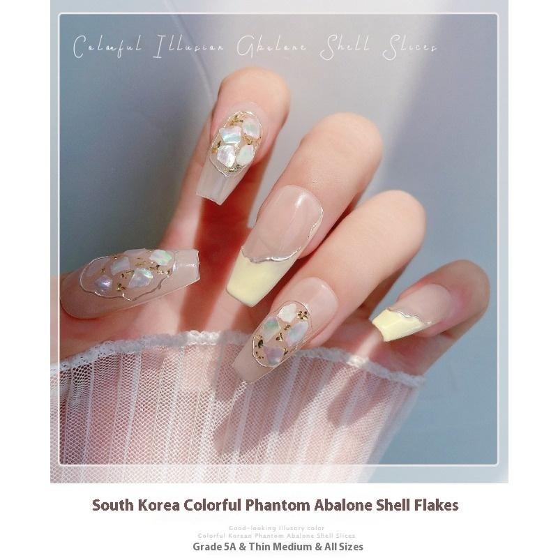 Nail Art Symphony Abalone-Muschelblatt, fein poliert, mittlere Größe, Farbe, ultradünn, Aurora Symphony, natürliche Muschel-Pailletten-Dekoration