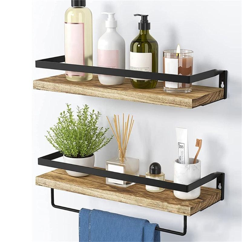 Sturdy Wall Mounted Floating Shelves Multipurpose Floating Shelves Practical Wood Wall Mounted Holder for Bathroom