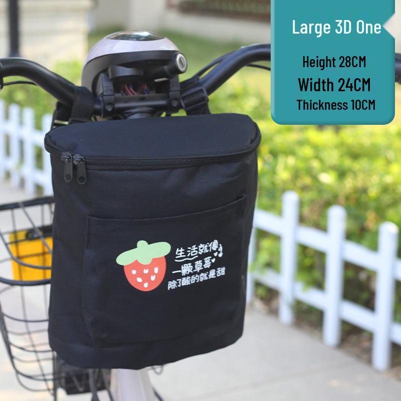 Large Capacity Electric Vehicle Handlebar Storage Bag with Front Zipper