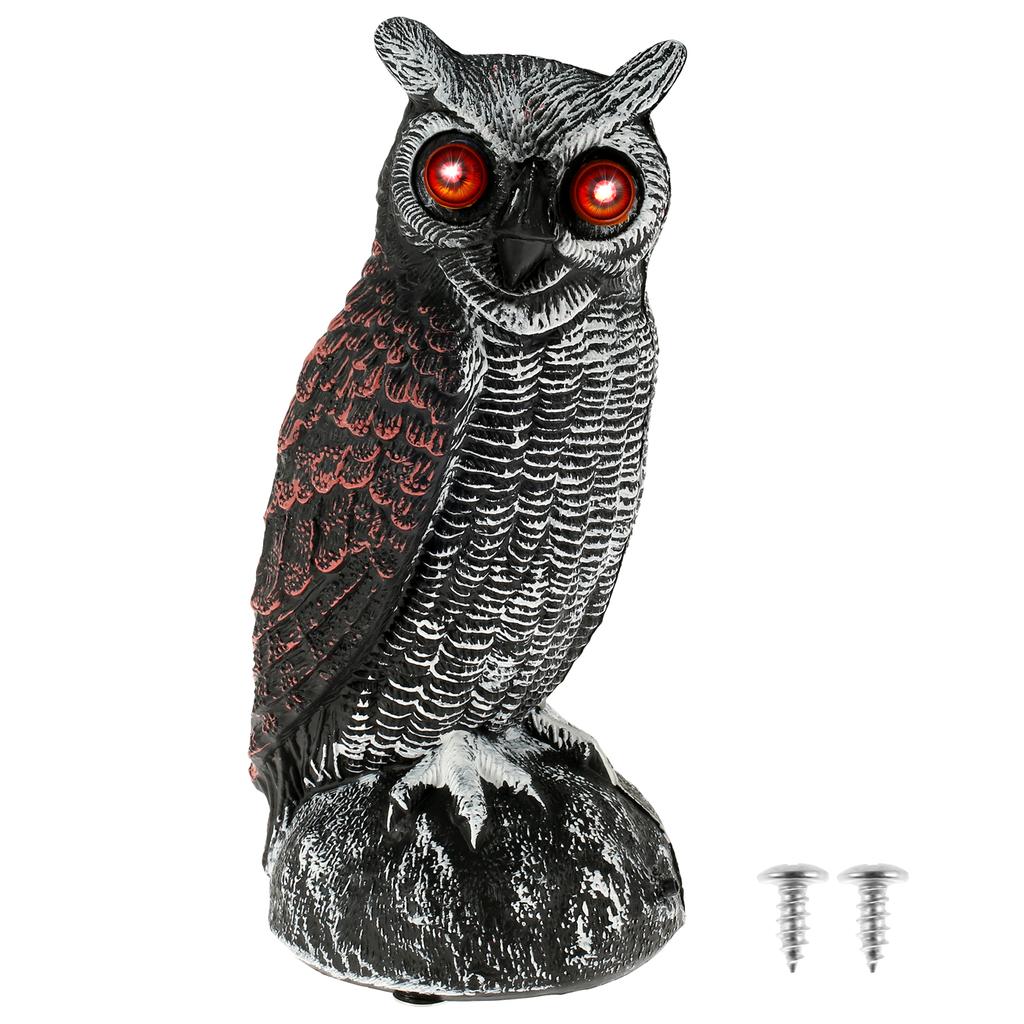 Solar Owl Decoys 2 Working Modes Owl Bird Deterrent Waterproof Solar Owl Scarecrow Easy to Install Owl to Keep Birds Away