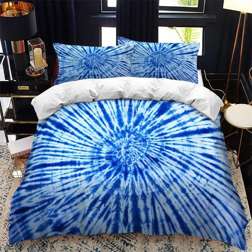 Color Tie Dyeing Double Bed Soft with Soft Fabric Duvet Cover Set Quen Calico Twin Sized Dimensions Warm Comforter Beding Set Single Complete Set