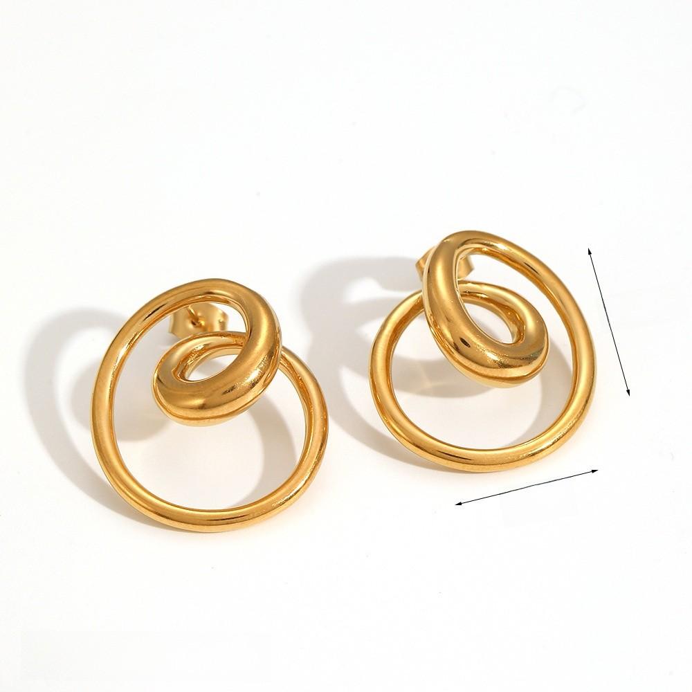Style Geometric Stainless Steel Earring With 18k Gold Plating For Women Gold