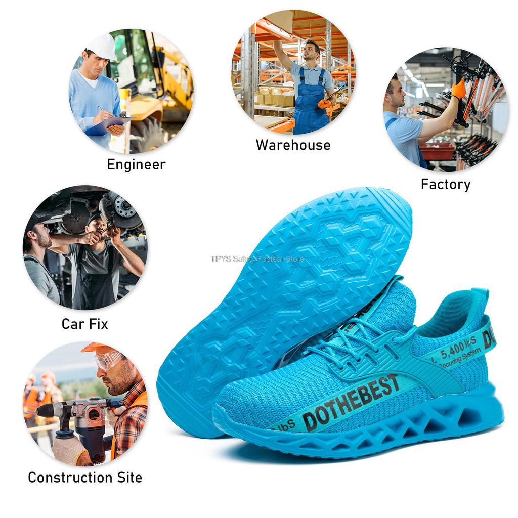 Steel Toe Safety Shoes for Men Lightweight Work Sneakers Puncture Proof Women Work Shoes Coustruction Safety Work Boots Unisex