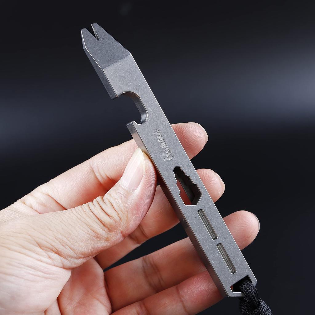 Hamans Titanium Prybar EDC with Bottle Screwdriver and Clip Function Multi-Tool Opener, Wrench,