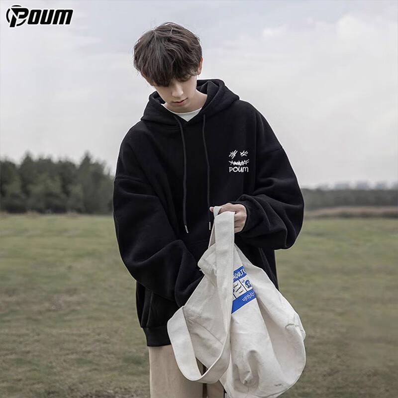 

POUM Men s Casual Loose Fit Hooded Sweatshirt L