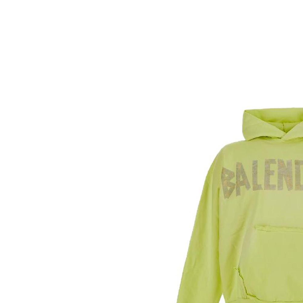Balenciaga Tape Type Ripped Pocket Hoodie Oversized 'Fluo Yellow' Men's 744441TOVB17204