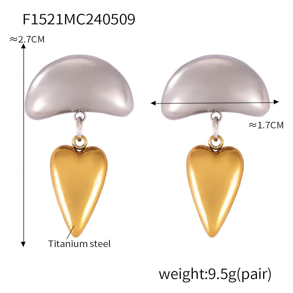 Design Female Hip-Hop Personality Trend Titanium Steel Plated 18K Gold Geometric Devil'S Eye Fringed Earrings Set