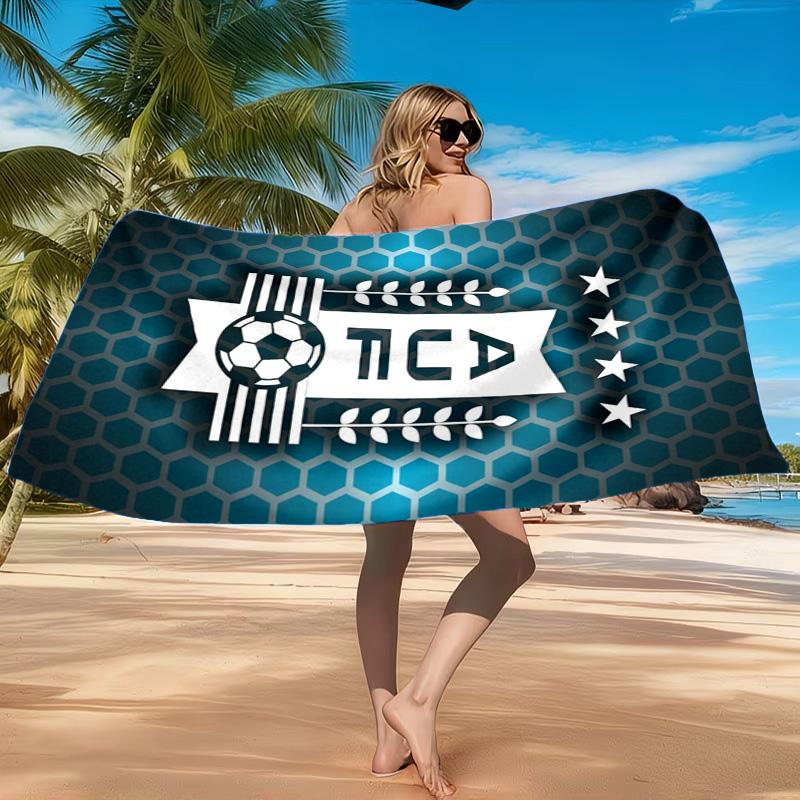 Fc Crest Design Printed Microfiber Beach Towel, Soft And Absorbent, Quick-Dry, Ideal for Summer Travel, Beach Essential, Swimming Pool