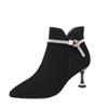 Zapatos de Tacón Alto de Moda para Mujer Temperamento Ante Punta Afilada Bombas de Aguja Elegante Botín Corto Moda Lujo Cristal para Mujer Otoño