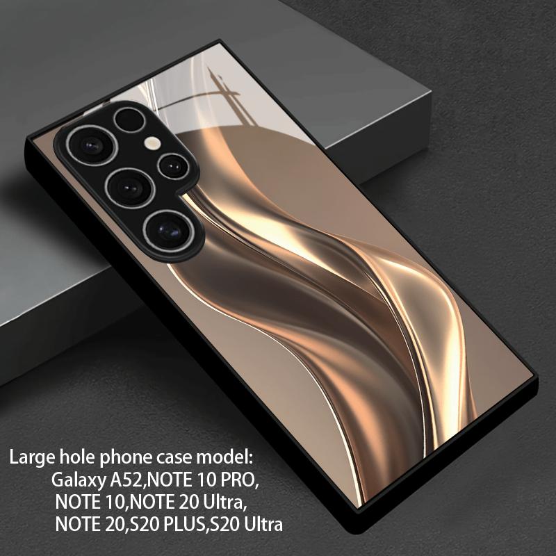 Golden Streamlined Glass Phone Case Suitable for Samsung Galaxy S26 S25 S24 S23 S22 S20 FE/Ultra/Plus Anti Drop Back Cover