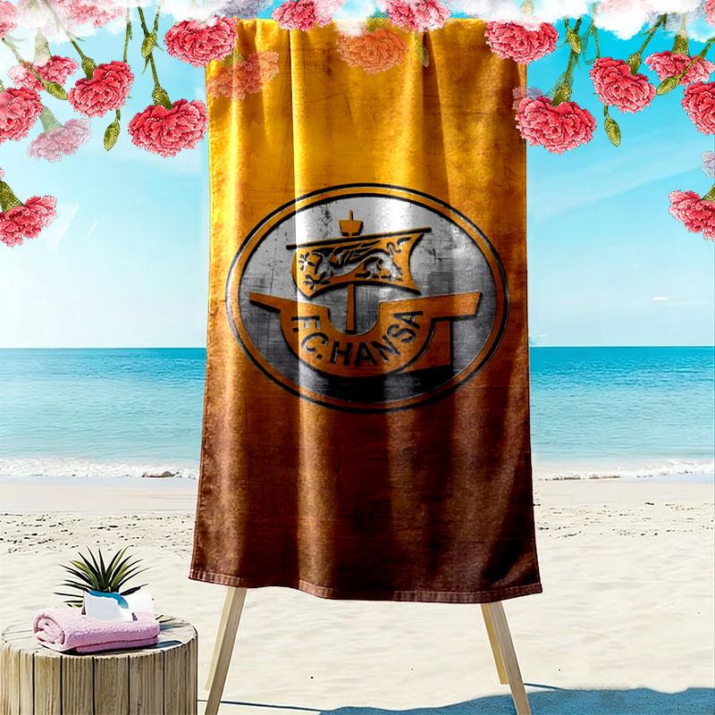FC. Hansa Rostock Print Strandtuch, Großes Weiches Schnelltrocknendes Handtuch für Strand Camping Schwimmen
