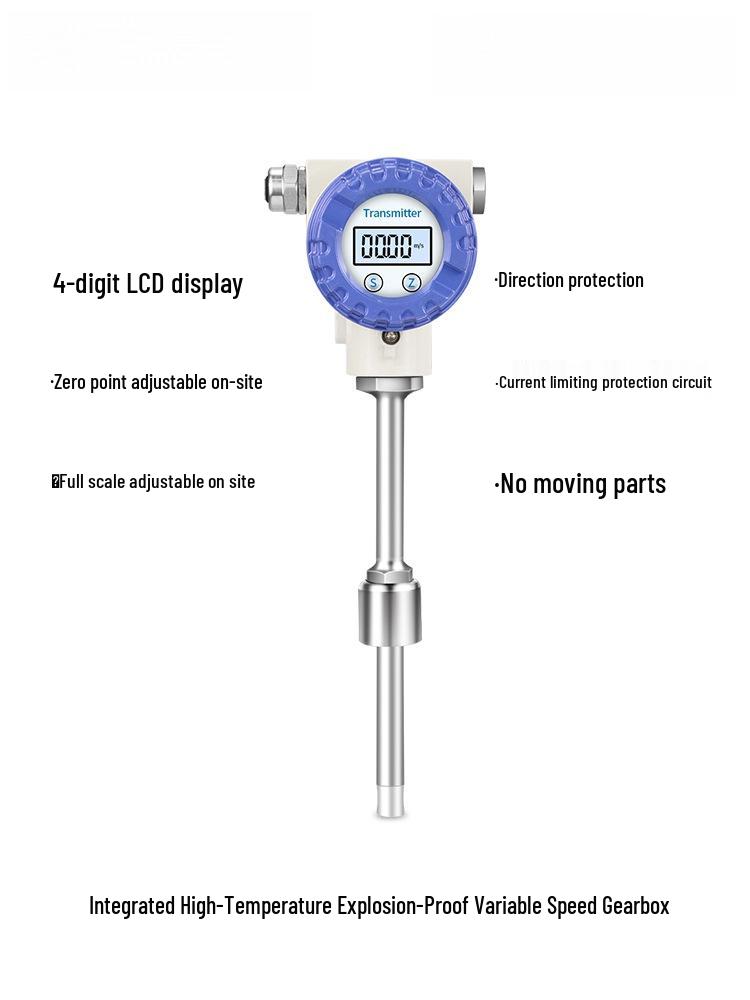 450℃ High-temp Resistant, Explosion & Moisture-proof Anemometer for Pipeline Airflow Speed Detection