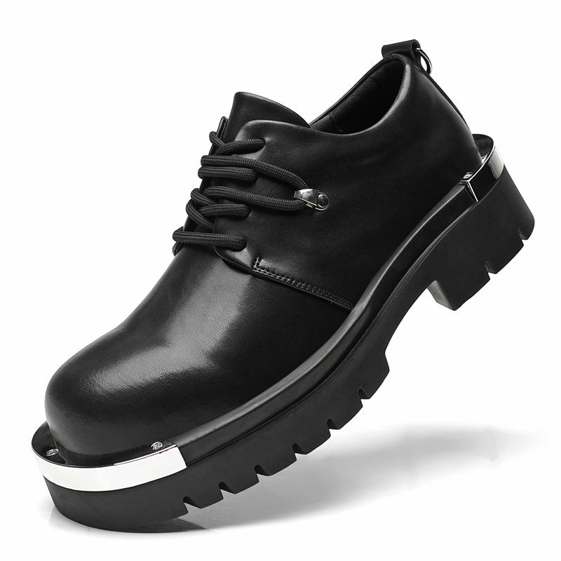 Fashion 2025 Autumn Casual Business Leather Shoes for Men Height-increasing Big Head Derby Men's Shoes Fashion Black Platform Shoe Man