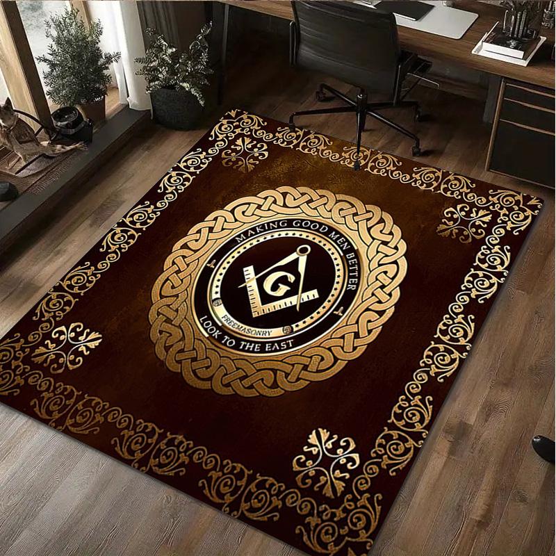 

1Pc Freemason Print Rug - home decoration Carpet For Living Room Bedroom Flooring Computer Chair Area Rug 40x60cm( 15x23in )