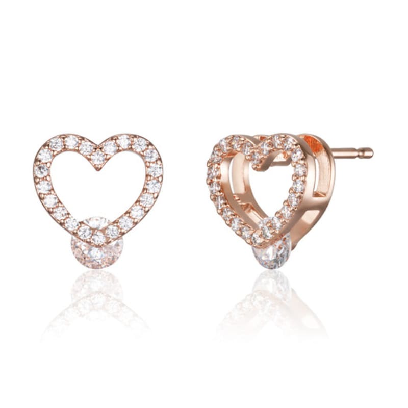 CRANNE 14K GF Simple Cubic Cute Heart Earrings C24EGF202