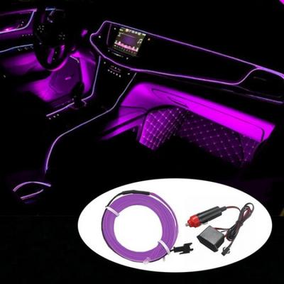 Purple 2M LED Interior Decor Atmosphere Wire Strip Light Lamp Accessory Car