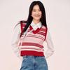 Women's Color-block Stripe V-Neck Knit Vest Sweater