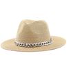 Men's and women's acrylic decorative big-brimmed straw hat spring and summer British style new outdoor travel sunshade jazz straw hat