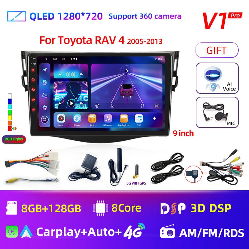 9" Android 12 Car Radio For Toyota RAV4 Rav 4 2005-2013 Multimedia Player 2Din Carplay DSP Navigation GPS 4G Net WIFI Stereo DVD