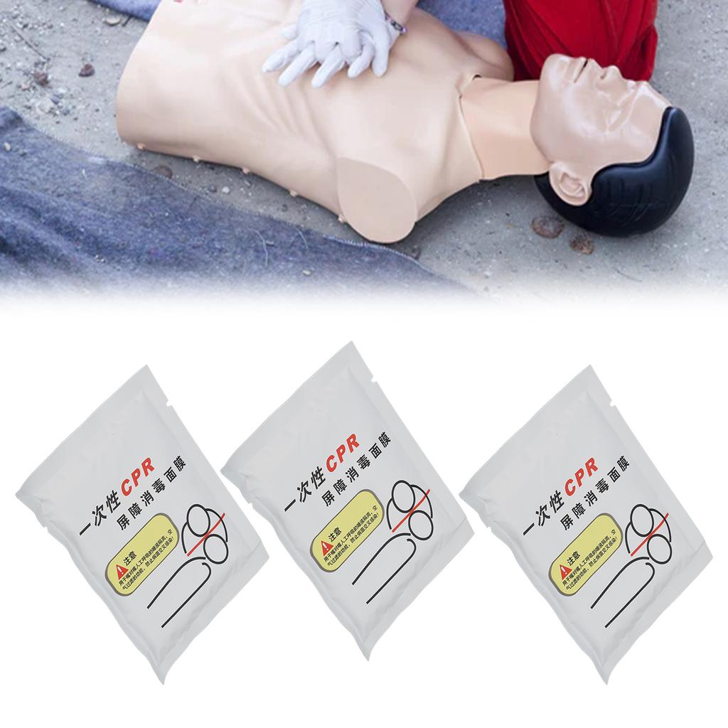 50pcs Cardiac Resuscitation Training Face Shield Disposable One Way Valve Cardiac Resuscitation Practice Barrier