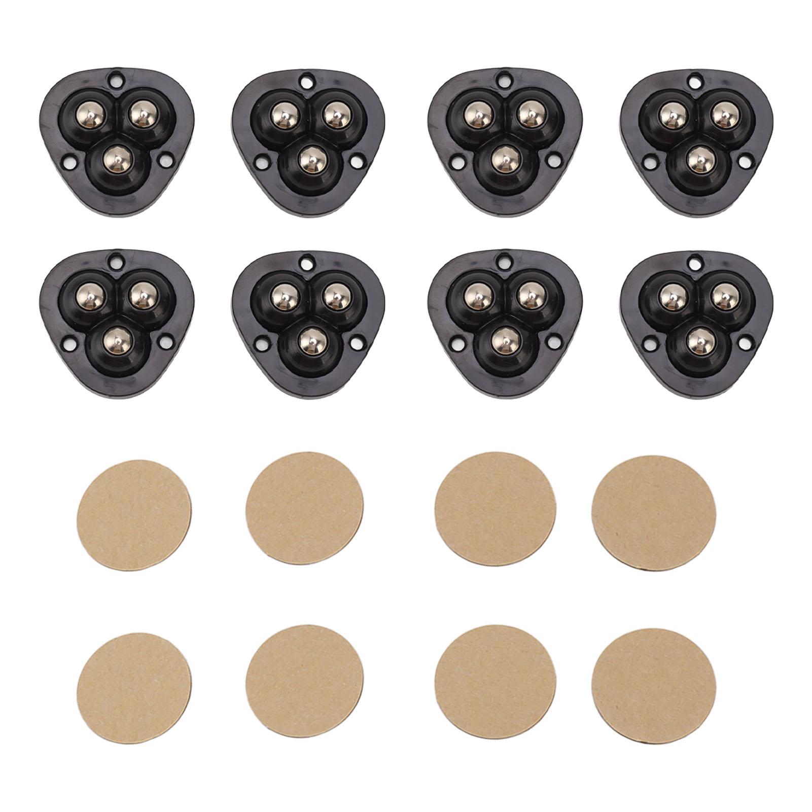 

8PCS Mini Caster Wheels Self Adhesive 360 Degrees Swivel Easy Installation Stainless Steel Sticky