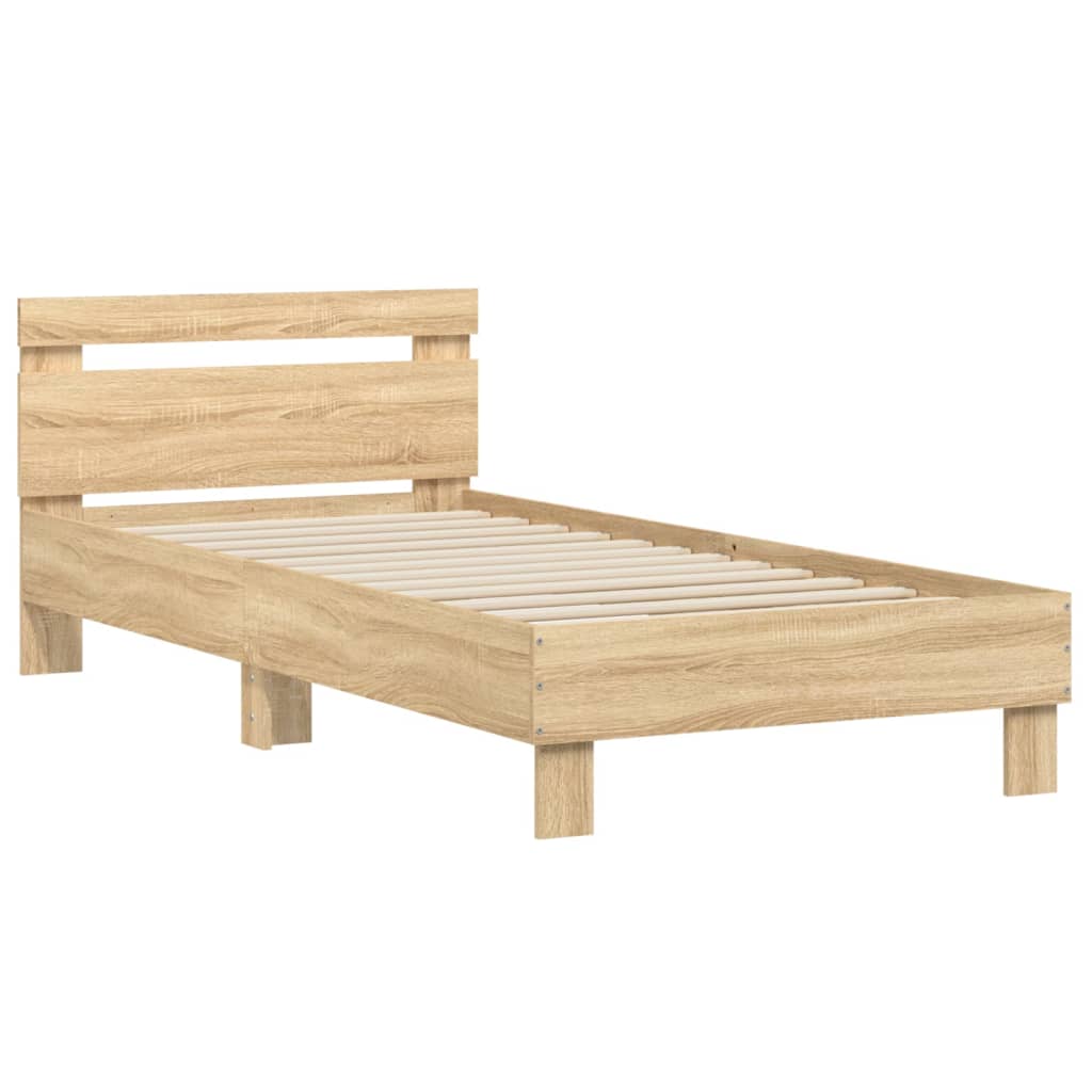 Vidaxl Bed With Headboard, Without Mattress, Sonoma Oak, 90X190 Cm