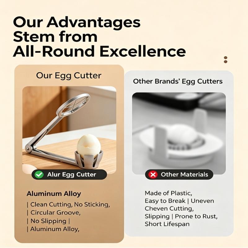Premium Kitchen Tool To Segment Boiled Eggs Into 6 Even Parts With Strong Metal Construction