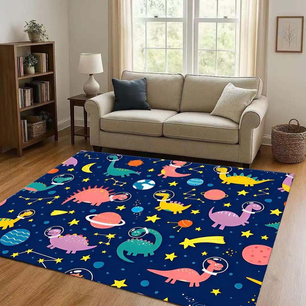 2026 New Space Dinosaur Cartoon Dino Art Living Room Non Slip Area Rug Carpet for Bedroom Kids Playroom Sofa,Home Decor Doormat