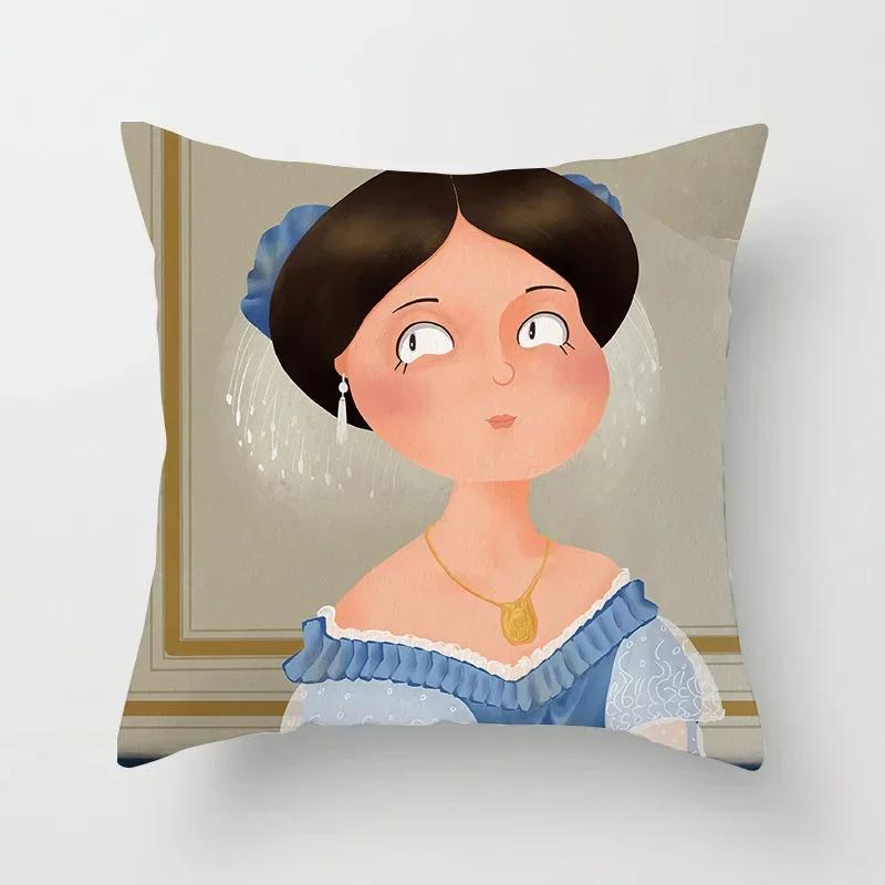 Creative Cartoon Oil Painting Mona Lisa  Gogh Cushion Cover Portrait Painting Throw Pillow Case Cojines Decorativos Para Sofa
