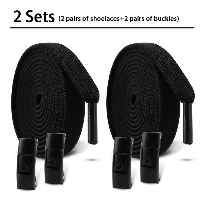 2Pair No Tie Shoe Laces Lock Shoelaces Without Ties Elastic Laces Sneakers Tennis Kids Adult Flat Shoelace Shoes Accessories