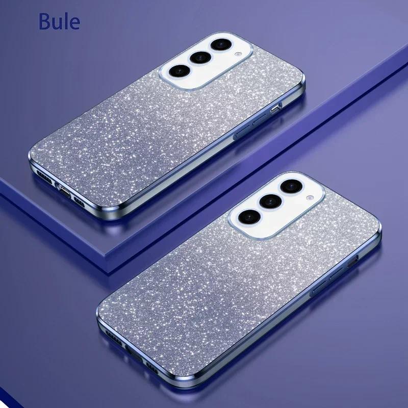 Custodia per Telefono in TPU con Anello Magnetico e Glitter per Samsung Galaxy S25 Ultra S24 S23 FE S22 S21 S20 S10 Plus Note 20 Ultra Pro