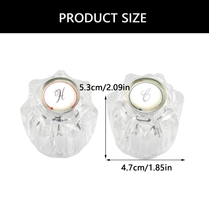 2Pieces Campers Faucet Knobs Set Acrylic Accessory for Campers Bathroom and Kitchen Sink Hot Cold Water Control