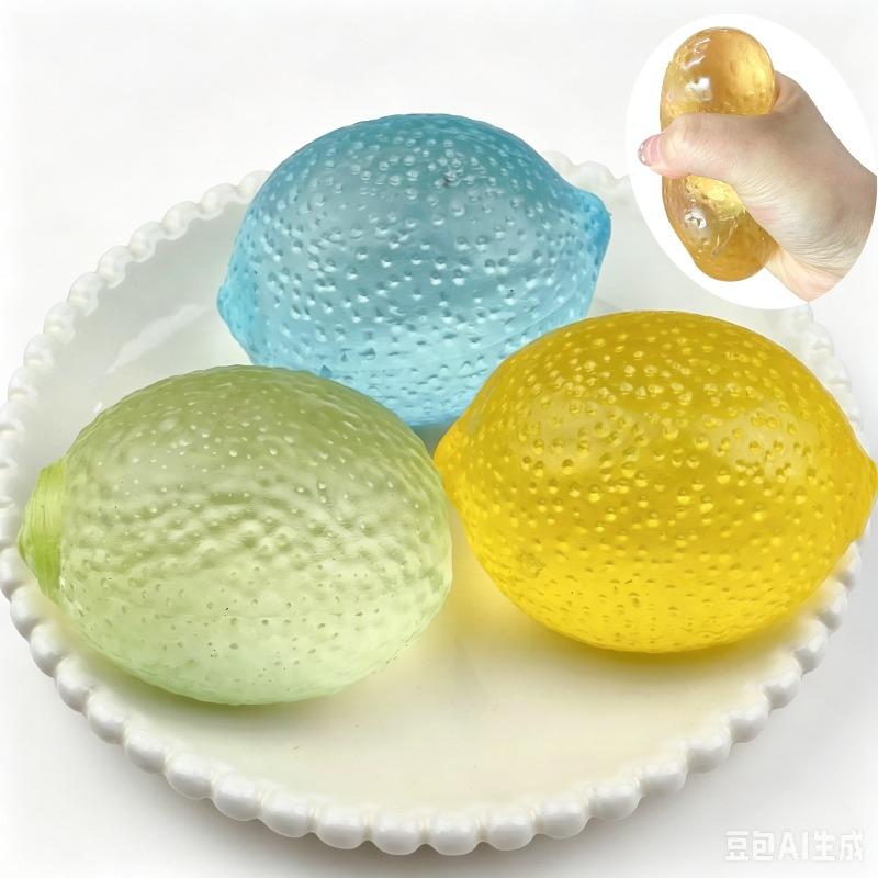 Transparent Lemon Maltose Squishy Toy Soft Slow Rising Fruit Squishy Ball Stress Relief Fidget Toy for Anxiety Gift Desk Decor