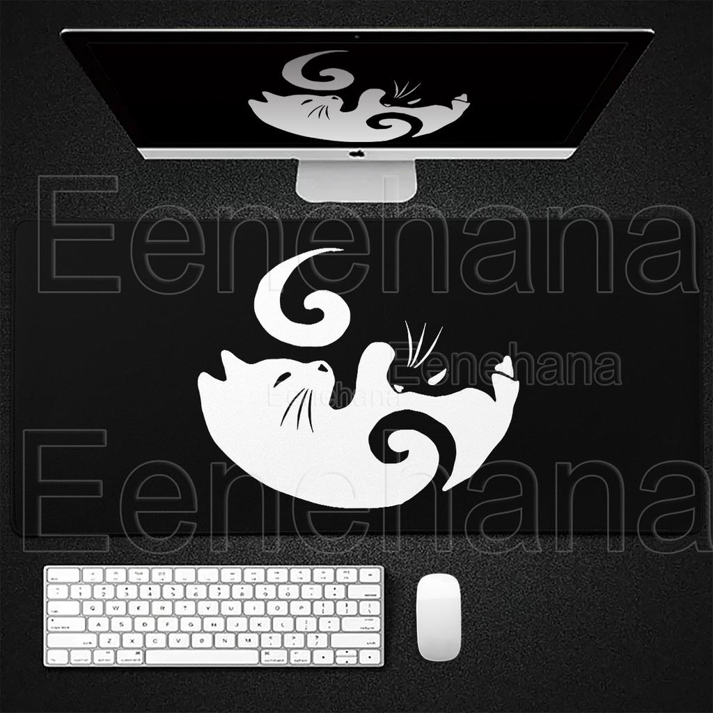 Black and White Cat Cute Mouse Pad Large Kawaii Yin-yang DeskMat Laptop Office XXL PC Gamer Non-slip Keyboard Gaming Accessories