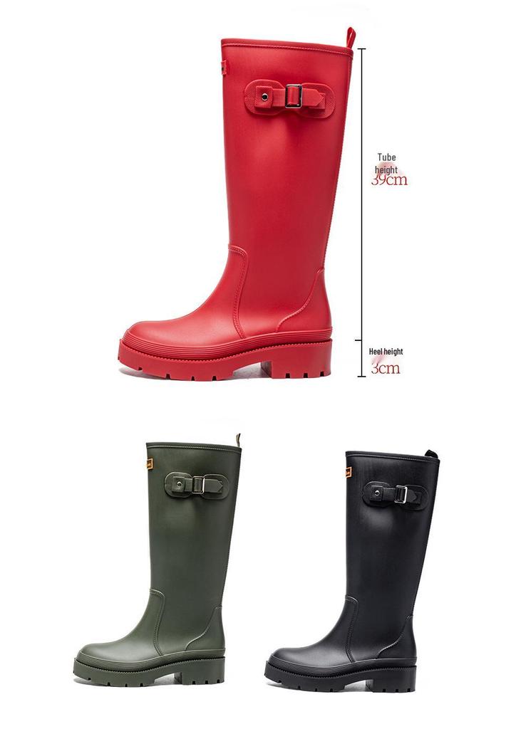 Stivali da Pioggia Impermeabili Antiscivolo Alti da Donna con Fibbie - Alla Moda, Versatili, Suola Spessa, Scarpe da Esterno Transfrontaliera per Adulti.