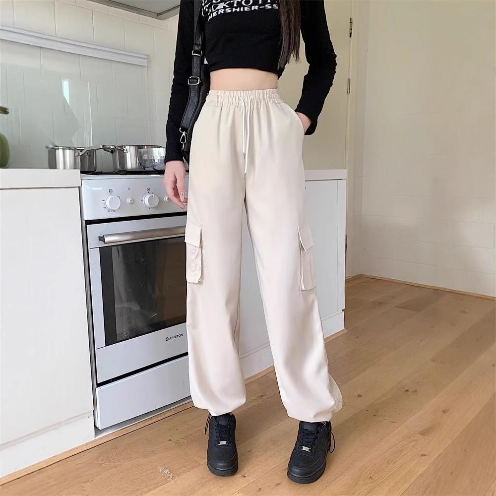 

Ретро Рабочая одежда Повседневные брюки для женщин с высокой талией, стройнящие ноги, прямые и универсальные широкие длинные брюки XXL