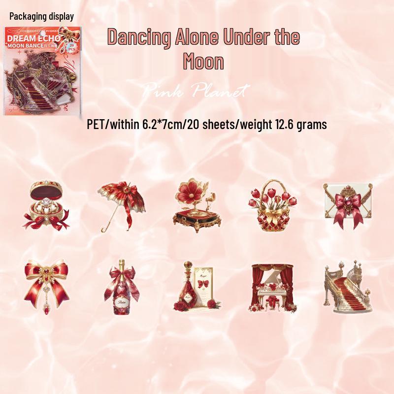 Ю Сянь Французский Романтический Набор Стикерпаков: Серия  Эхо Снов , 20 термотрансферных наклеек для дневника в 4 стилях.